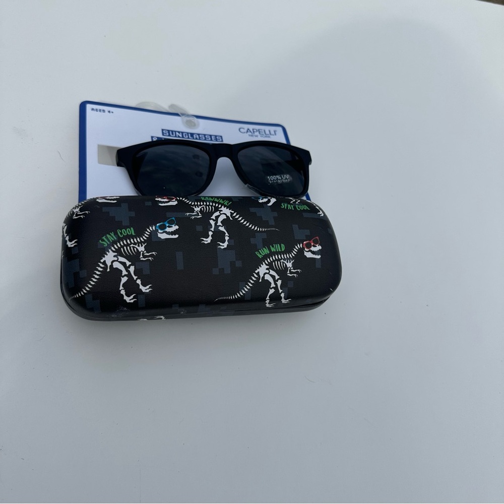 Capelli Black Sunglasses with Dinosaur Case